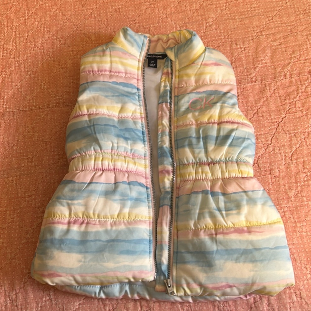 Calvin Klein Jeans Multicolored Pink Blue White Yellow Puffer Vest